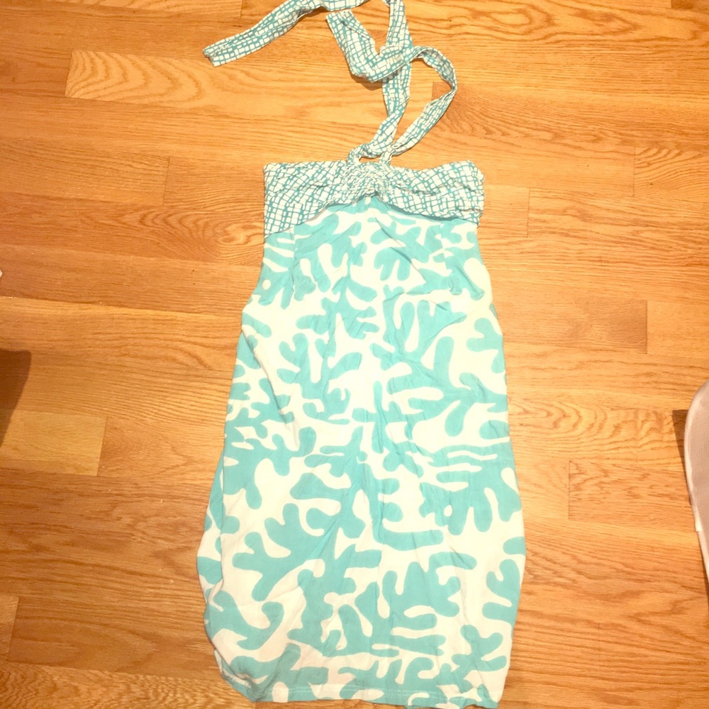 Blue and white halter sun dress